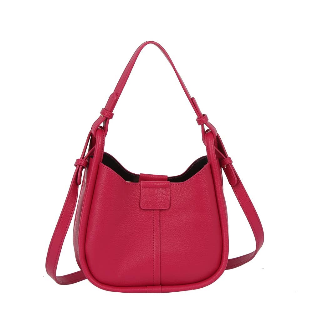 Vegan Leather Curved Hobo Bag With Crossbody Strap
