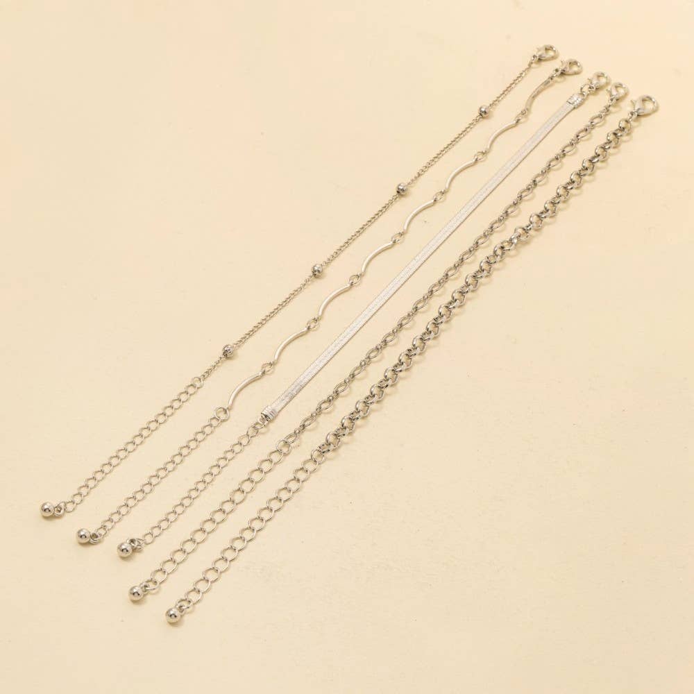 Assorted Metallic Chains Bracelet Set