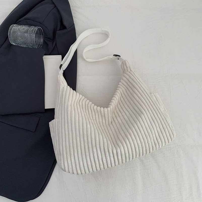 Corduroy casual Quilted Shoulder Tote Bag | 40P582