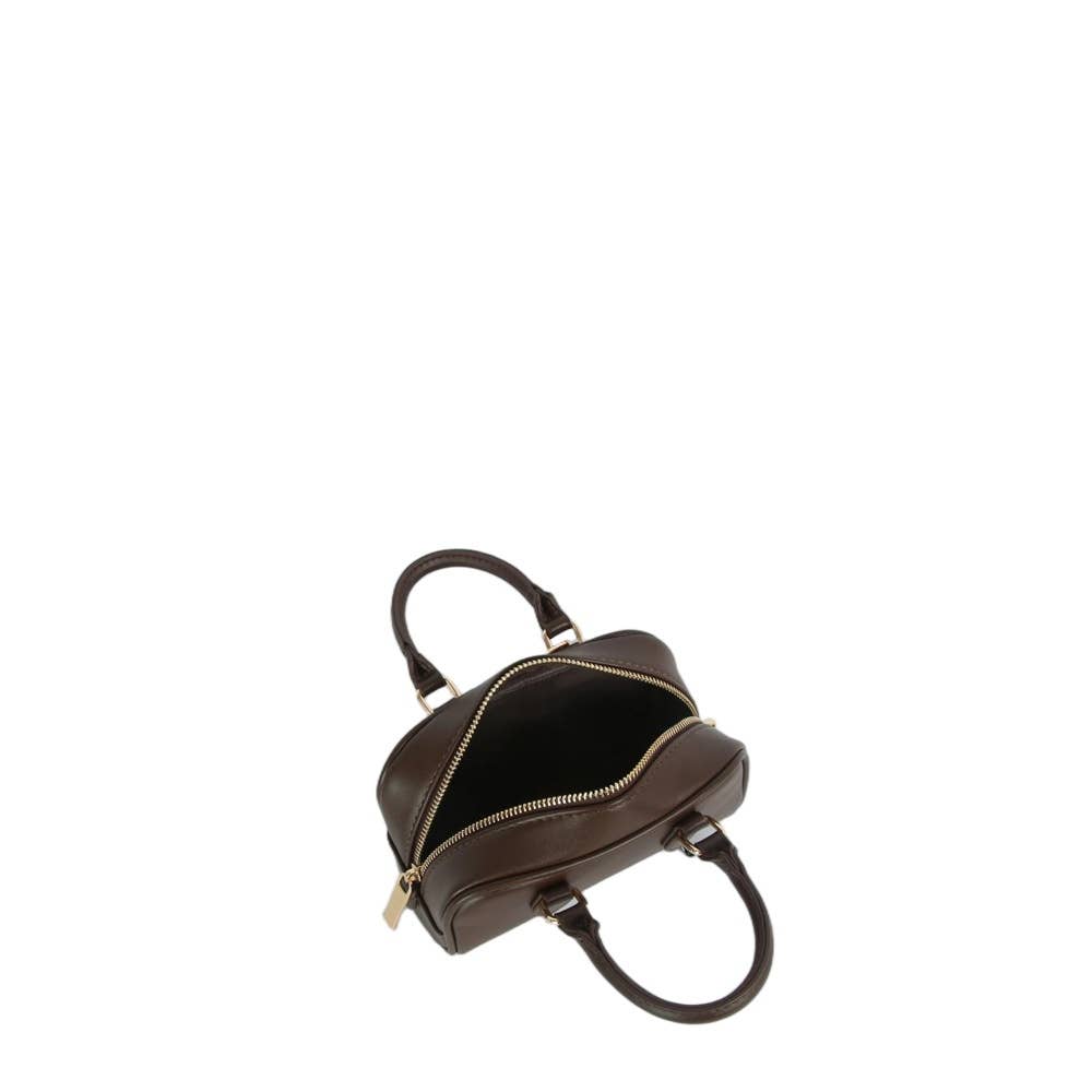 Vegan Leather Mini Boston Bag With Dice Charm