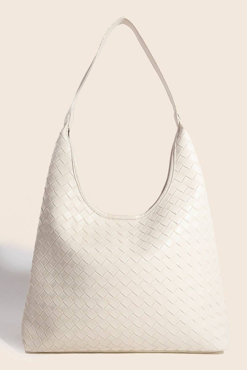 Woven Faux Leather Tote Bag