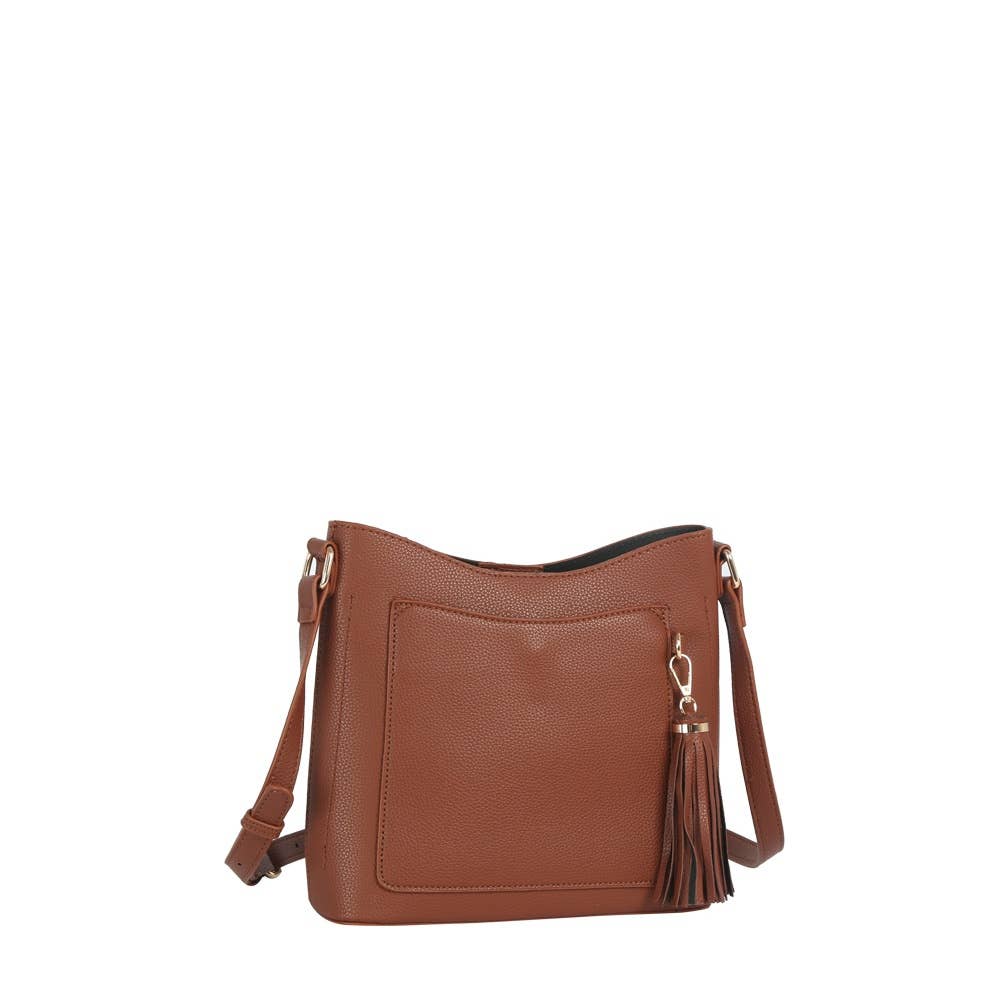 Vegan Leather Tassel Bucket Shoulder Bag