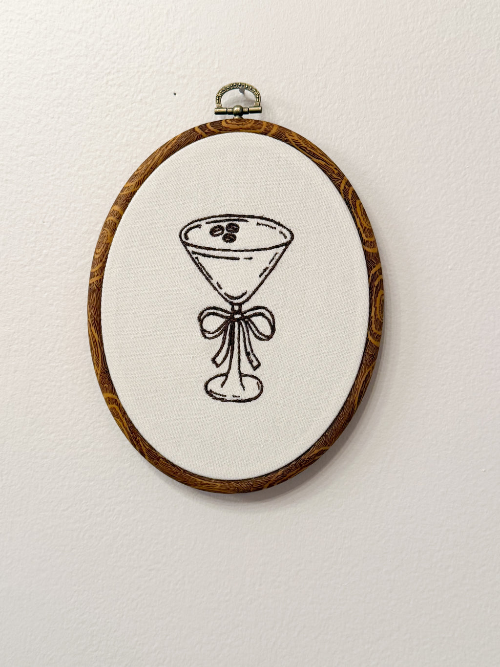 Espresso Martini Bow Handmade Framed Embroidery Decor