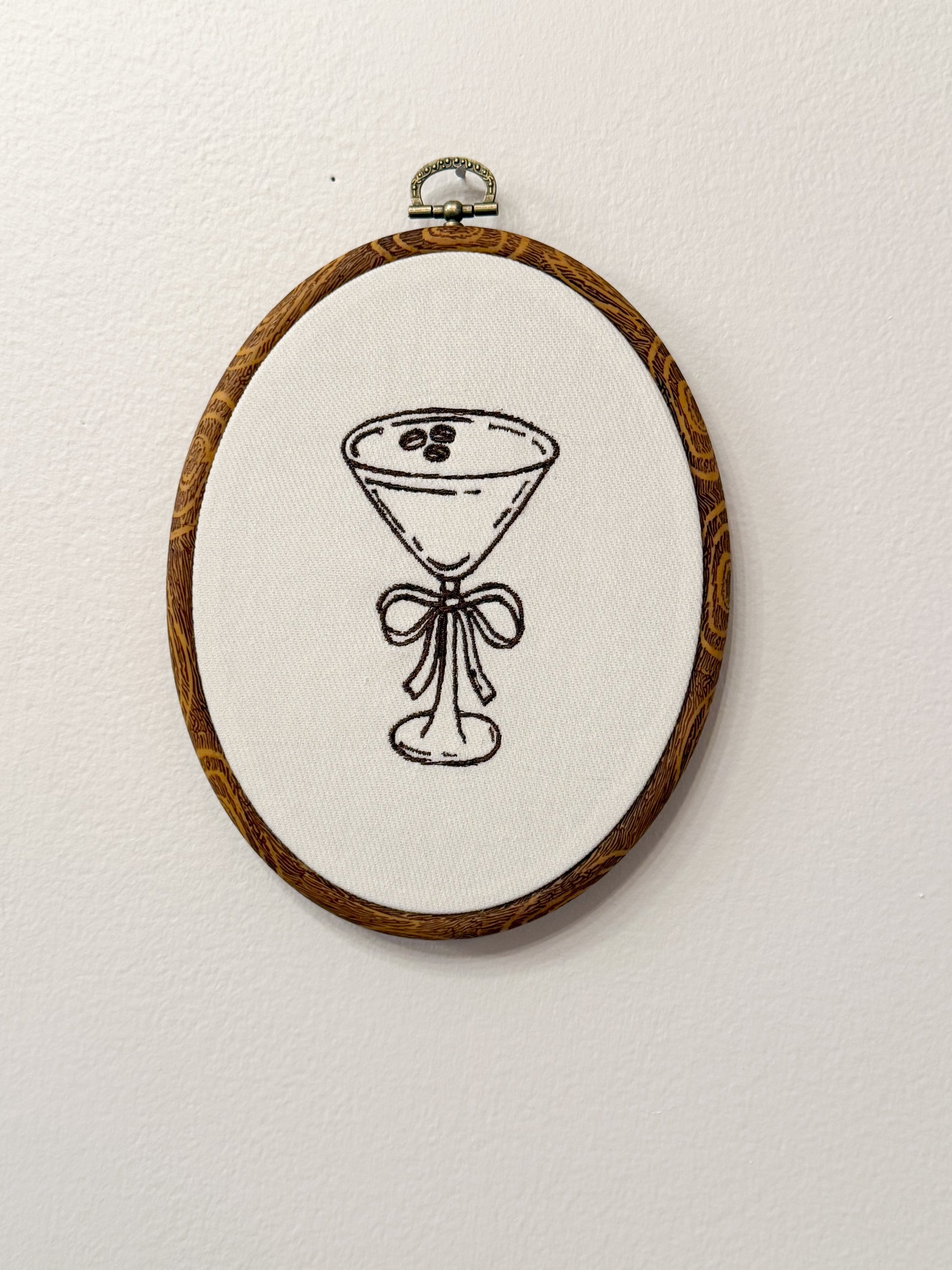 Espresso Martini Bow Handmade Framed Embroidery Decor