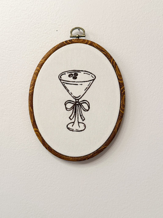 Espresso Martini Bow Handmade Framed Embroidery Decor