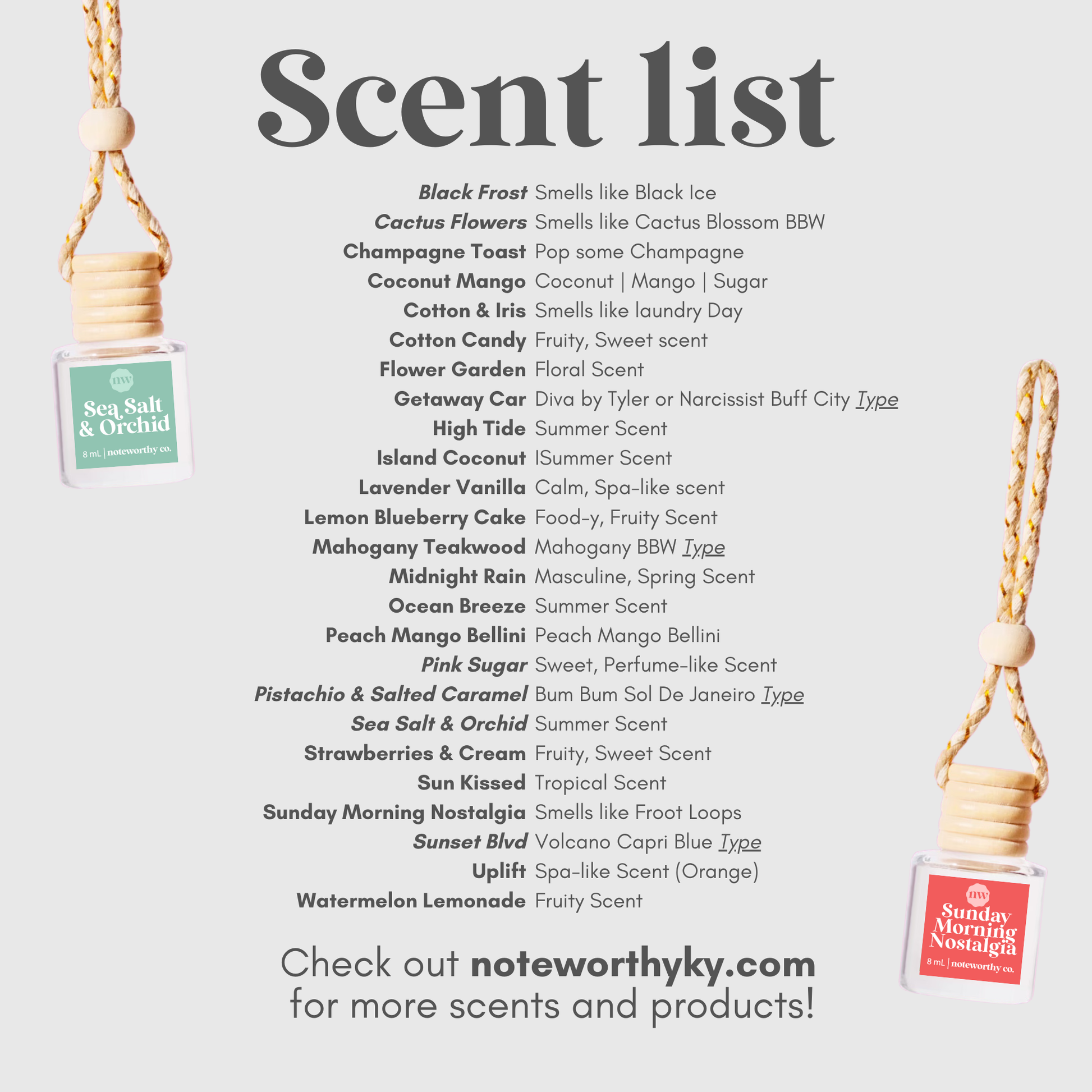 Car Diffusers | Core Scents (2025): Individual Mylar Bag / Champagne Toast