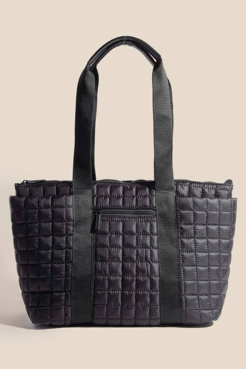 Quilted Nylon Tote Bag