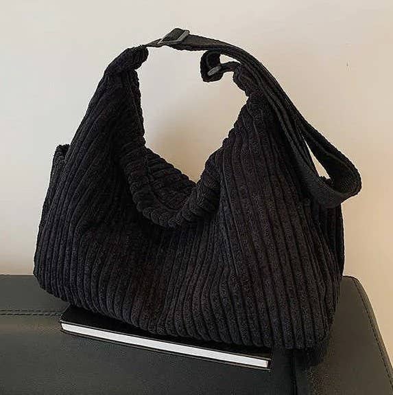 Corduroy casual Quilted Shoulder Tote Bag | 40P582