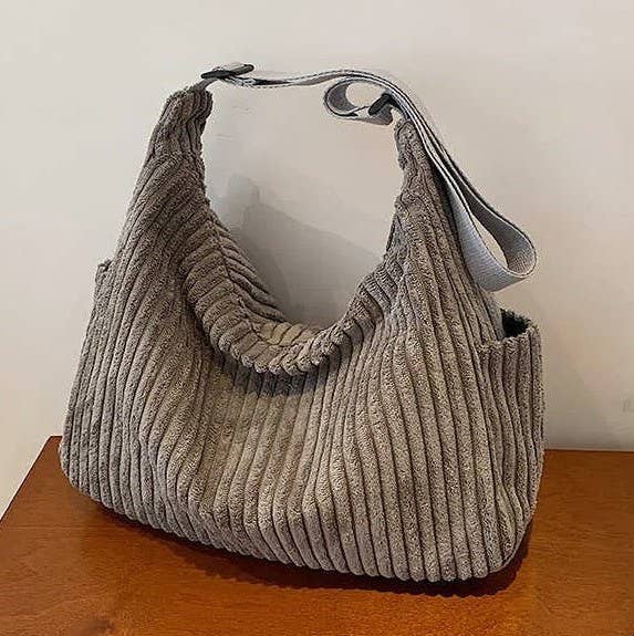 Corduroy casual Quilted Shoulder Tote Bag | 40P582