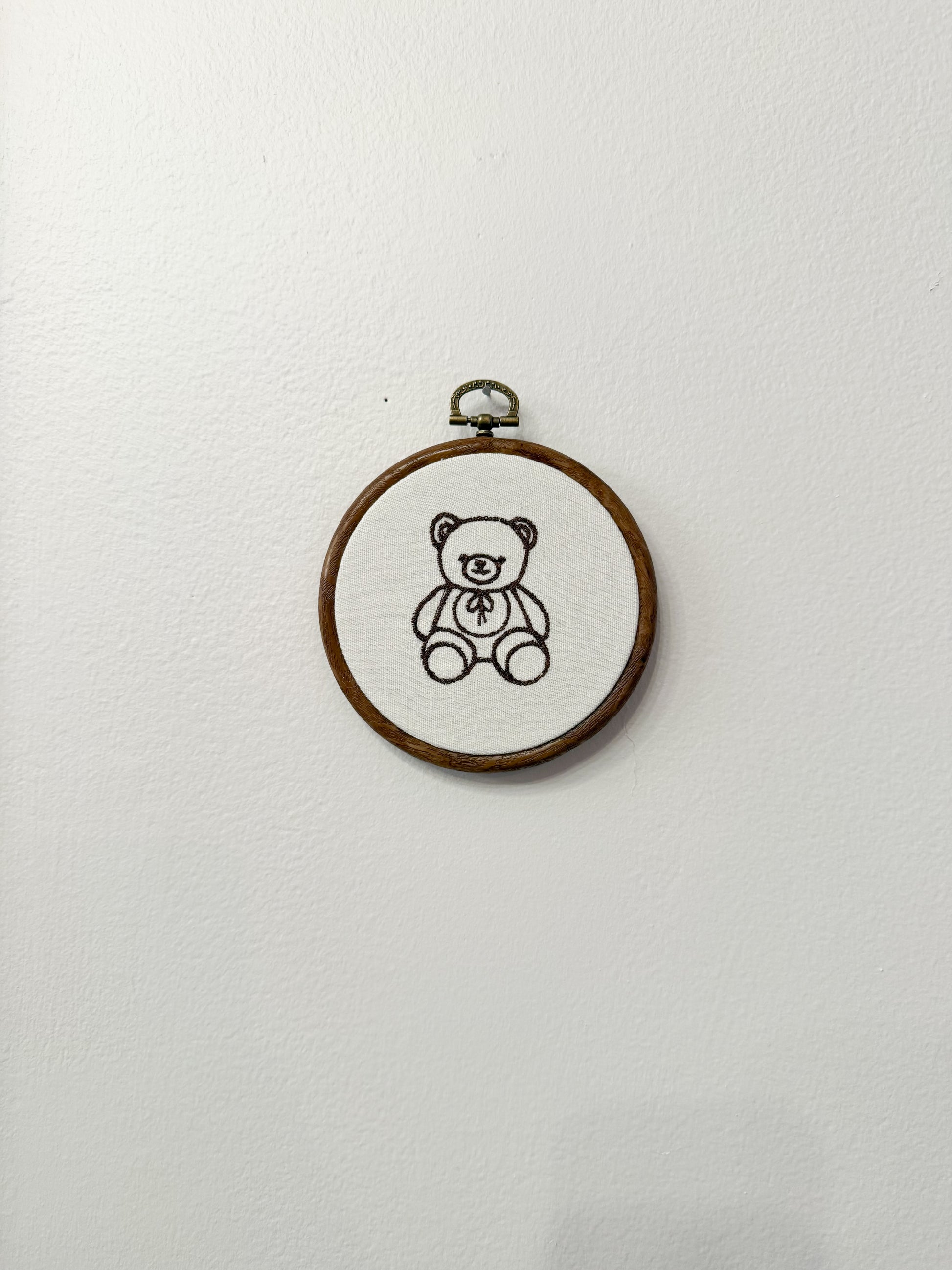 Handmade Framed Embroidery Decor Bear