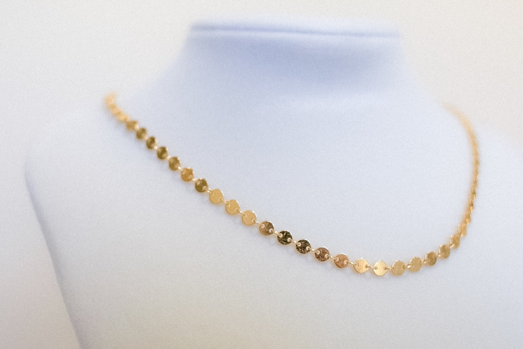 14k Gold Filled Disc Choker Necklace