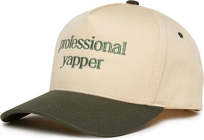 2-Tone Embroidered Cap - Professional Yapper - Olive/Beige