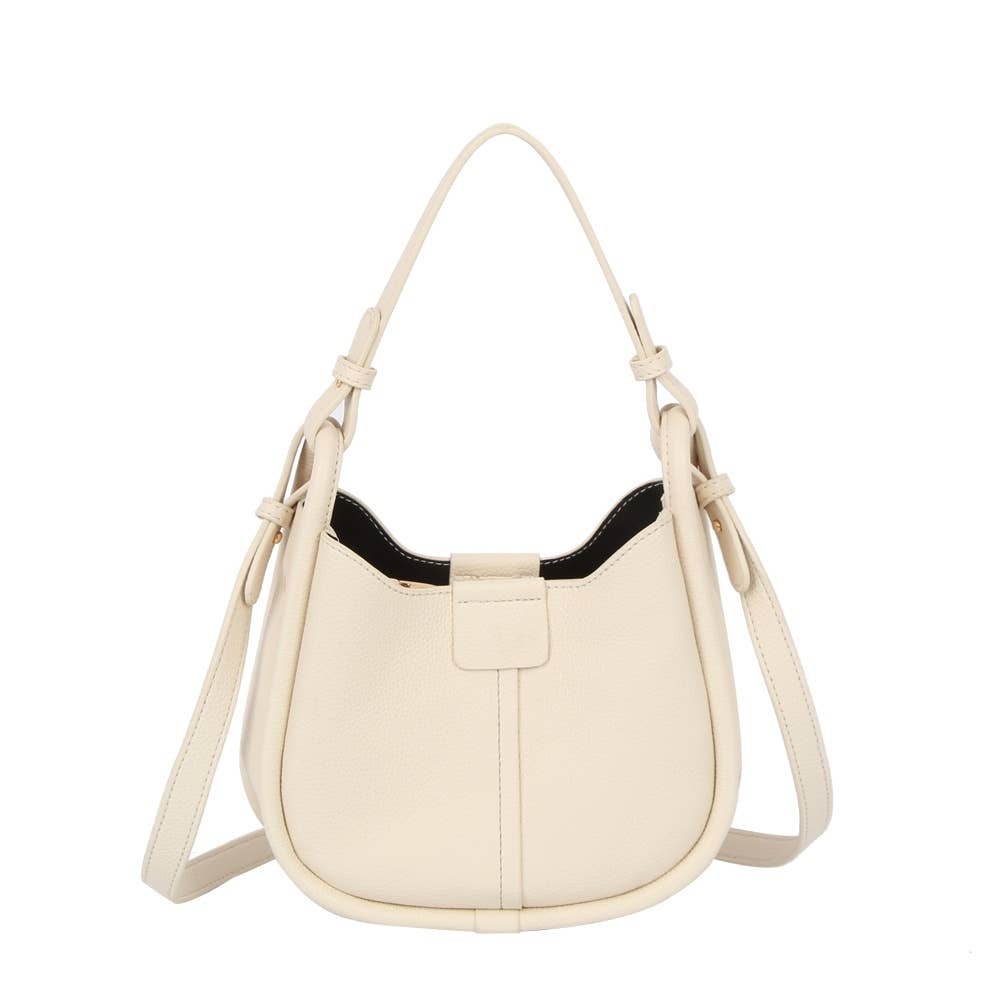 Vegan Leather Curved Hobo Bag With Crossbody Strap