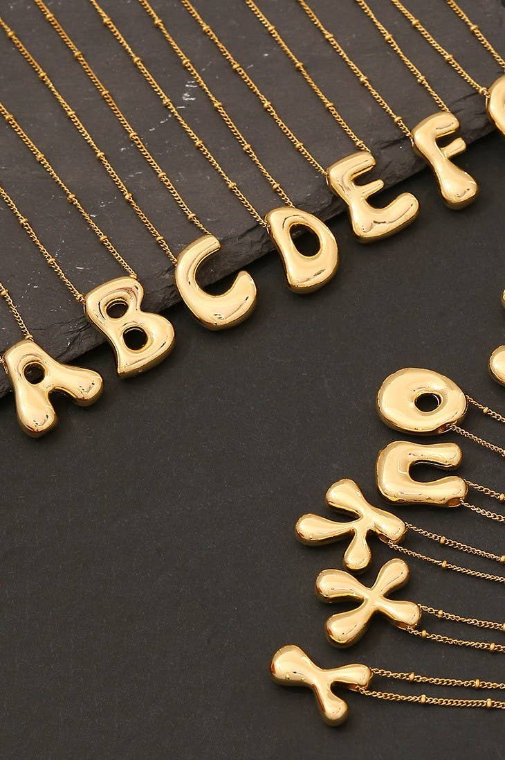 STAINLESS STEEL BALLOON BUBBLE INITIAL NECKLACE | 40NK316