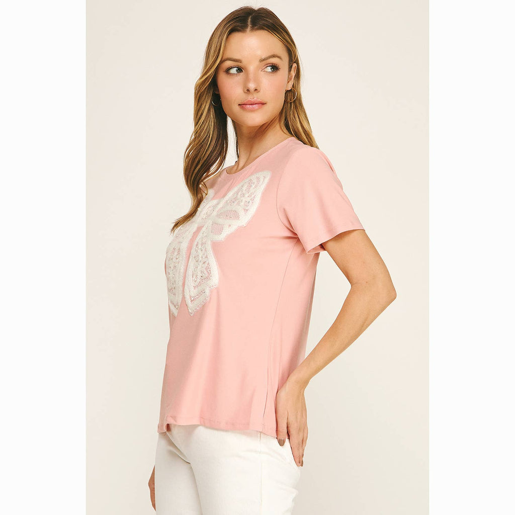 EMBELLISHED BOW RELAXED TEE
