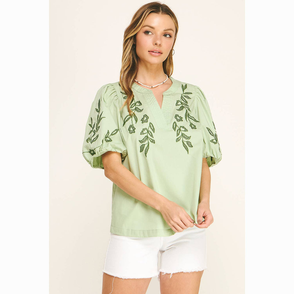 EMBROIDERED PEASANT BLOUSE