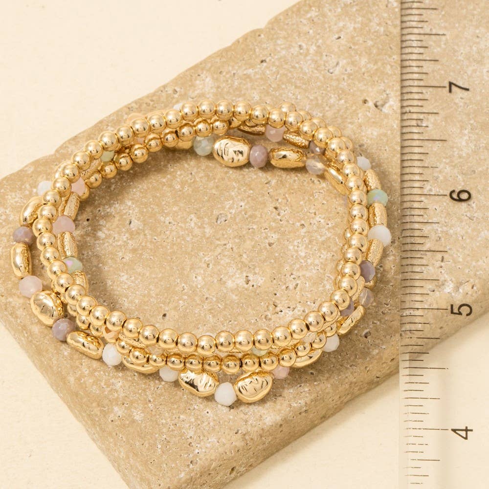 Assorted Faceted And Metallic Beaded Bracelet Set
