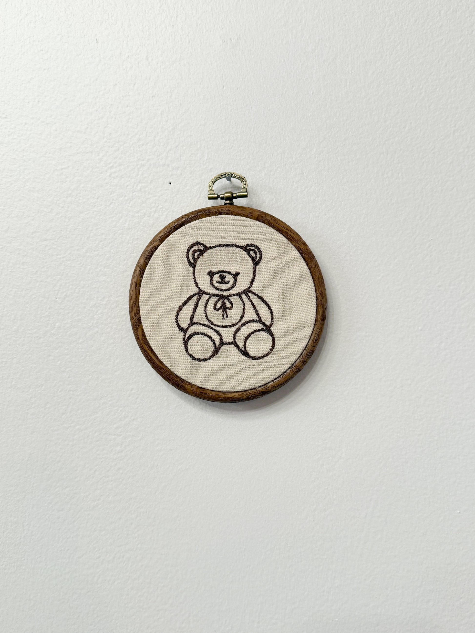 Handmade Framed Embroidery Decor Bear