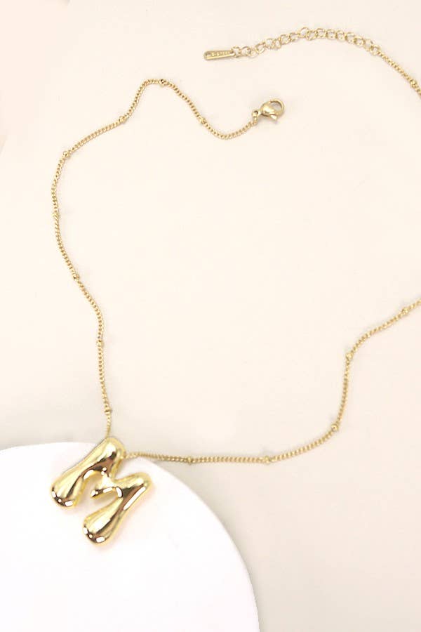 STAINLESS STEEL BALLOON BUBBLE INITIAL NECKLACE | 40NK316
