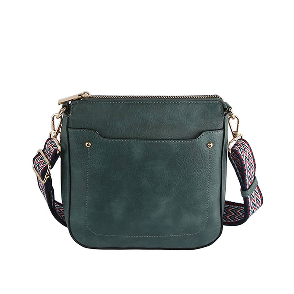 Boho Strap Faux Leather Crossbody Messenger Bag