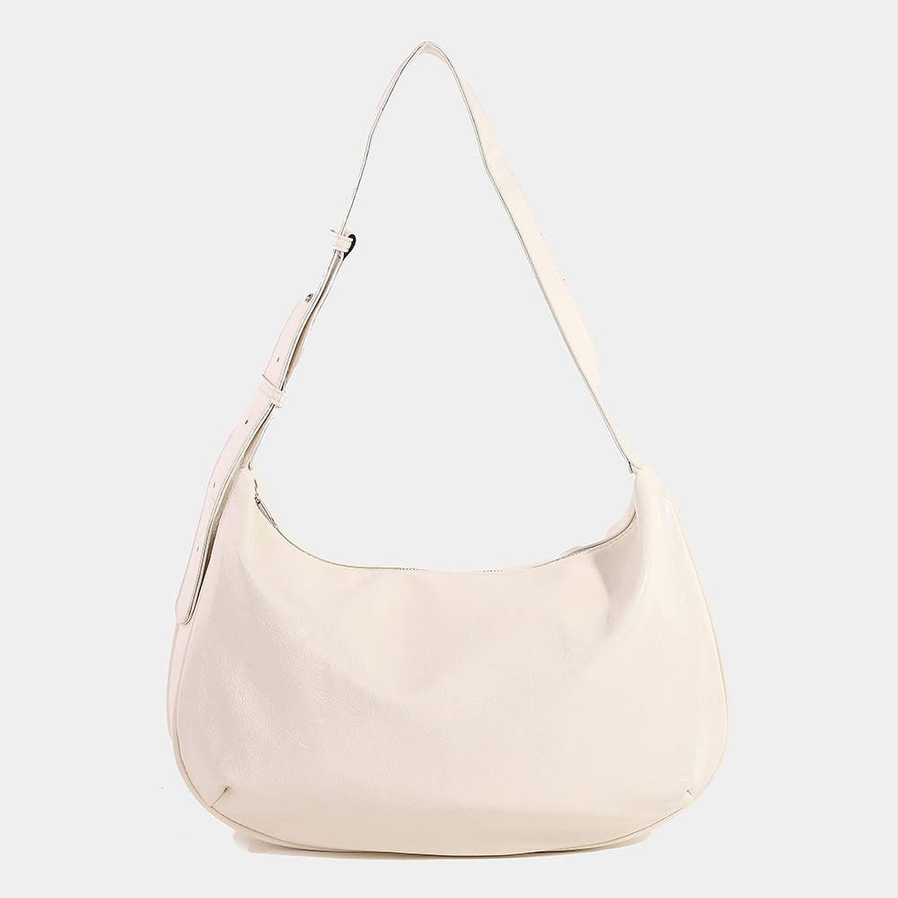 Leather Hobo Crescent Shoulder Bag
