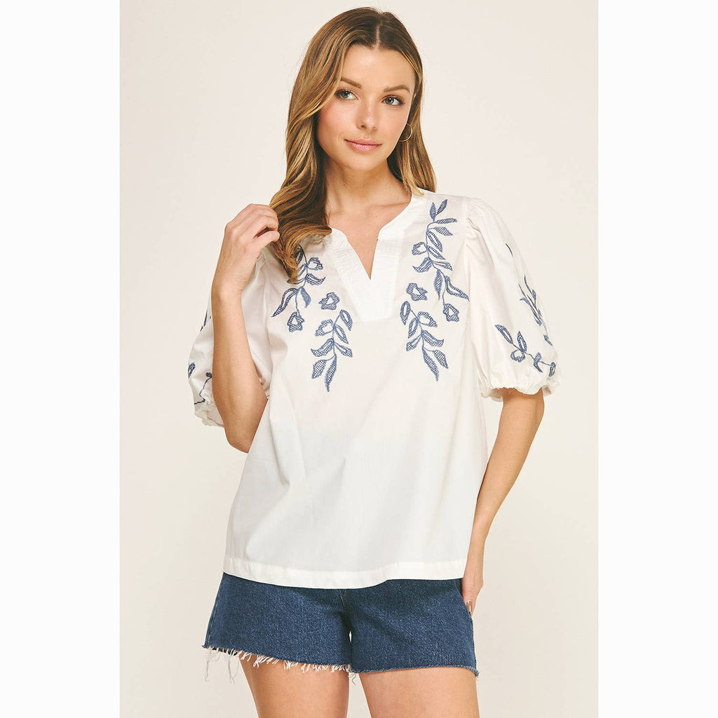 EMBROIDERED PEASANT BLOUSE