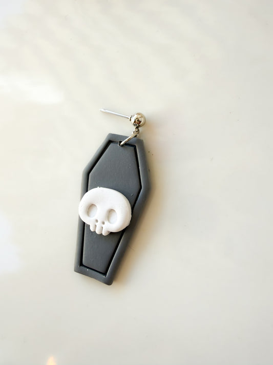 Coffin Skull Polymer Clay Earrings