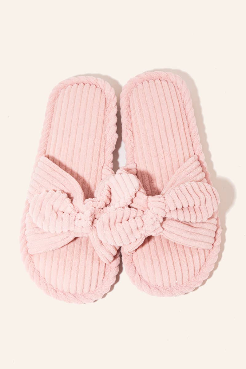 Open Toe Bow Decor Slippers