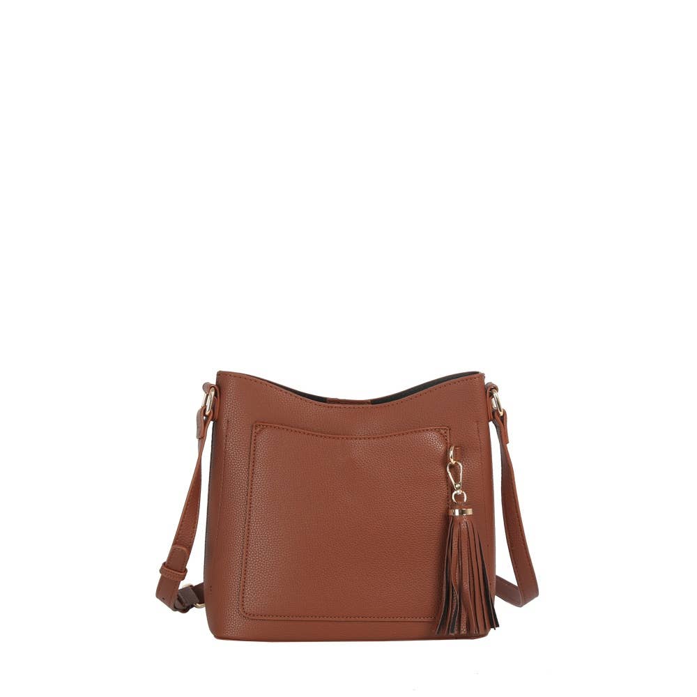 Vegan Leather Tassel Bucket Shoulder Bag