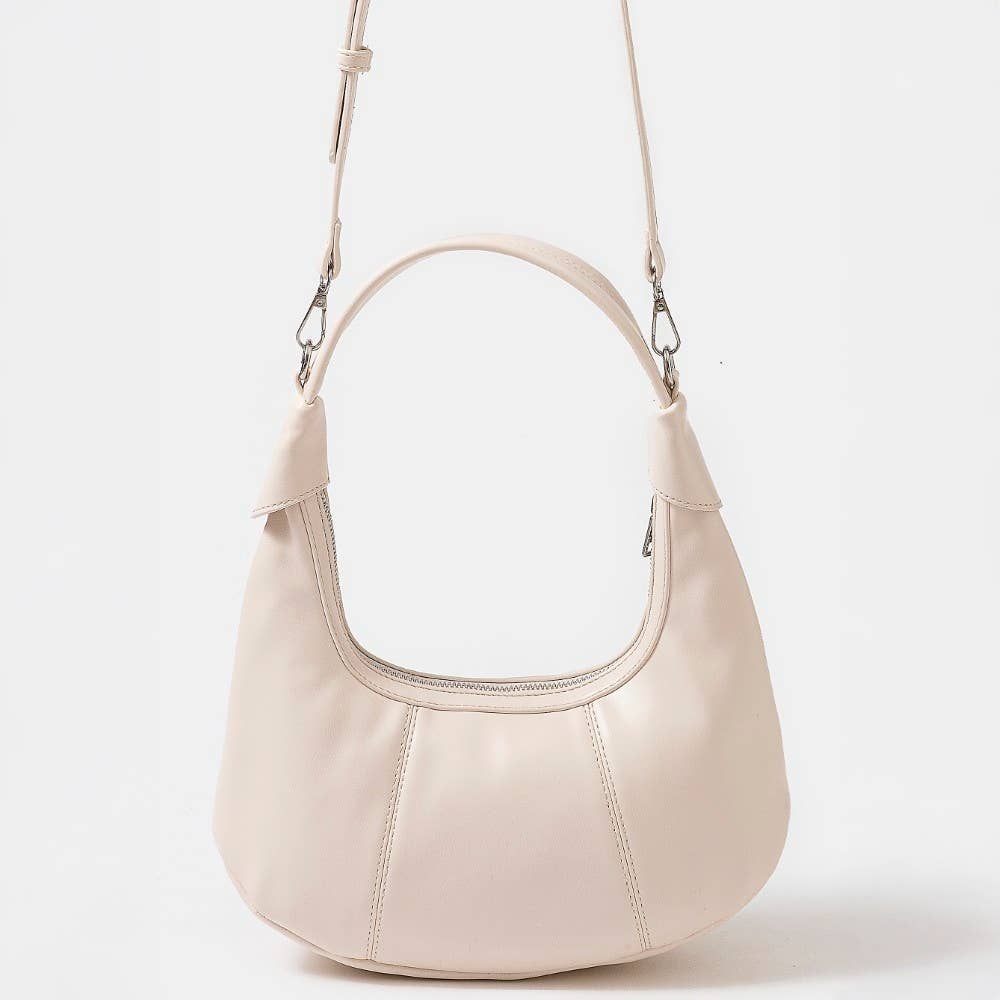 Faux Leather Round Multi Panel Hand Bag