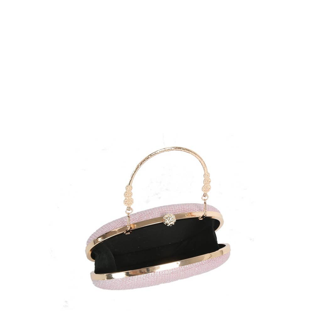 Glitter Oval Frame Top Handle Bag