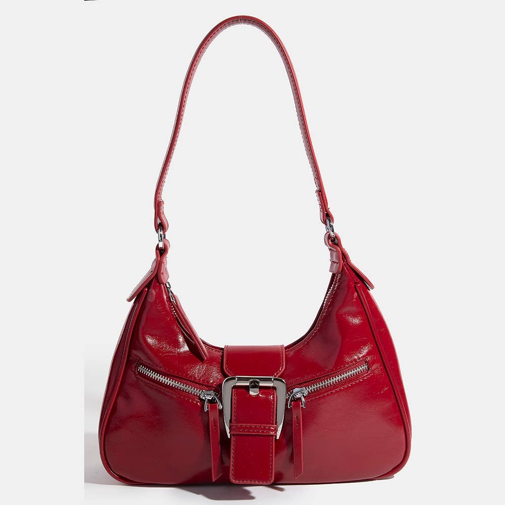 Large Buckle Triple Zipper Hand Bag