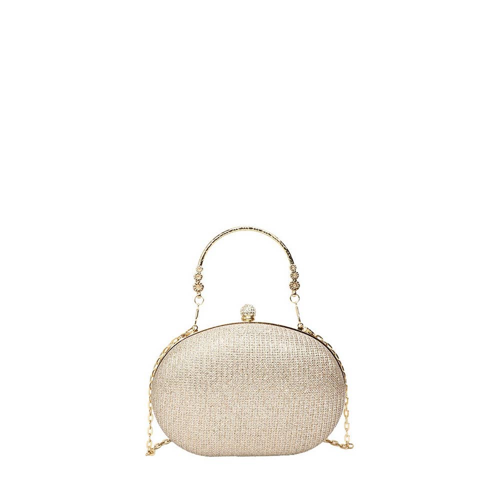 Glitter Oval Frame Top Handle Bag