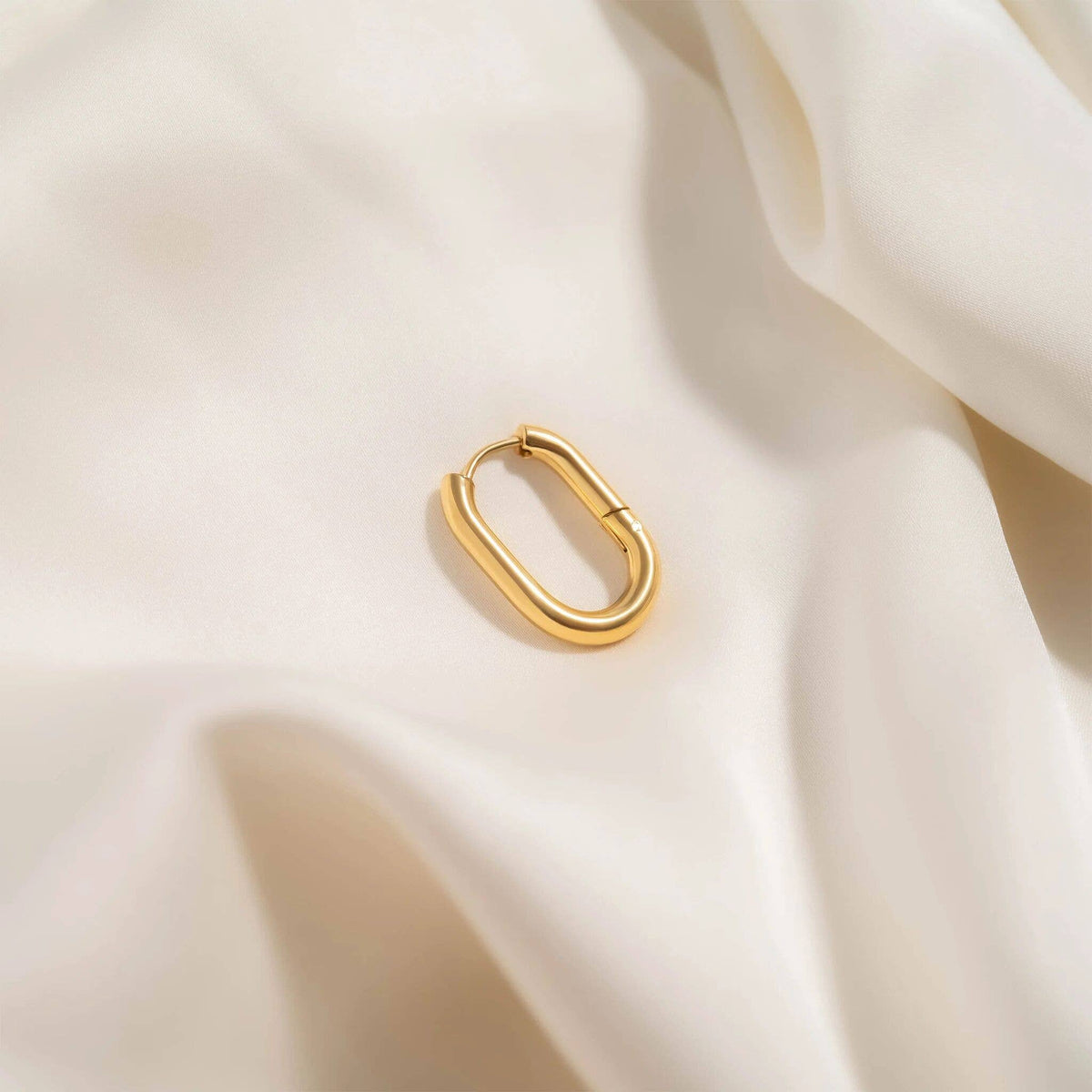 18K Gold PVD Stainless Steel Oval Huggie Earrings