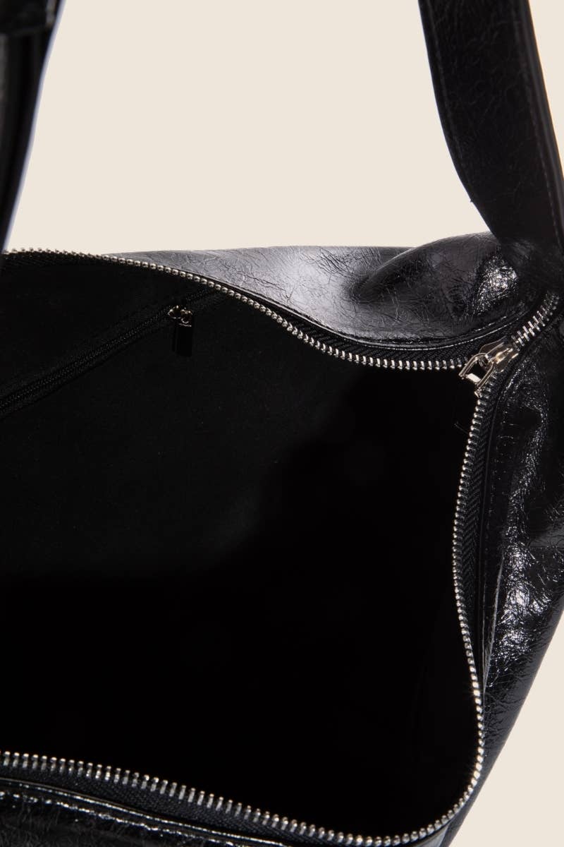 Leather Hobo Crescent Shoulder Bag