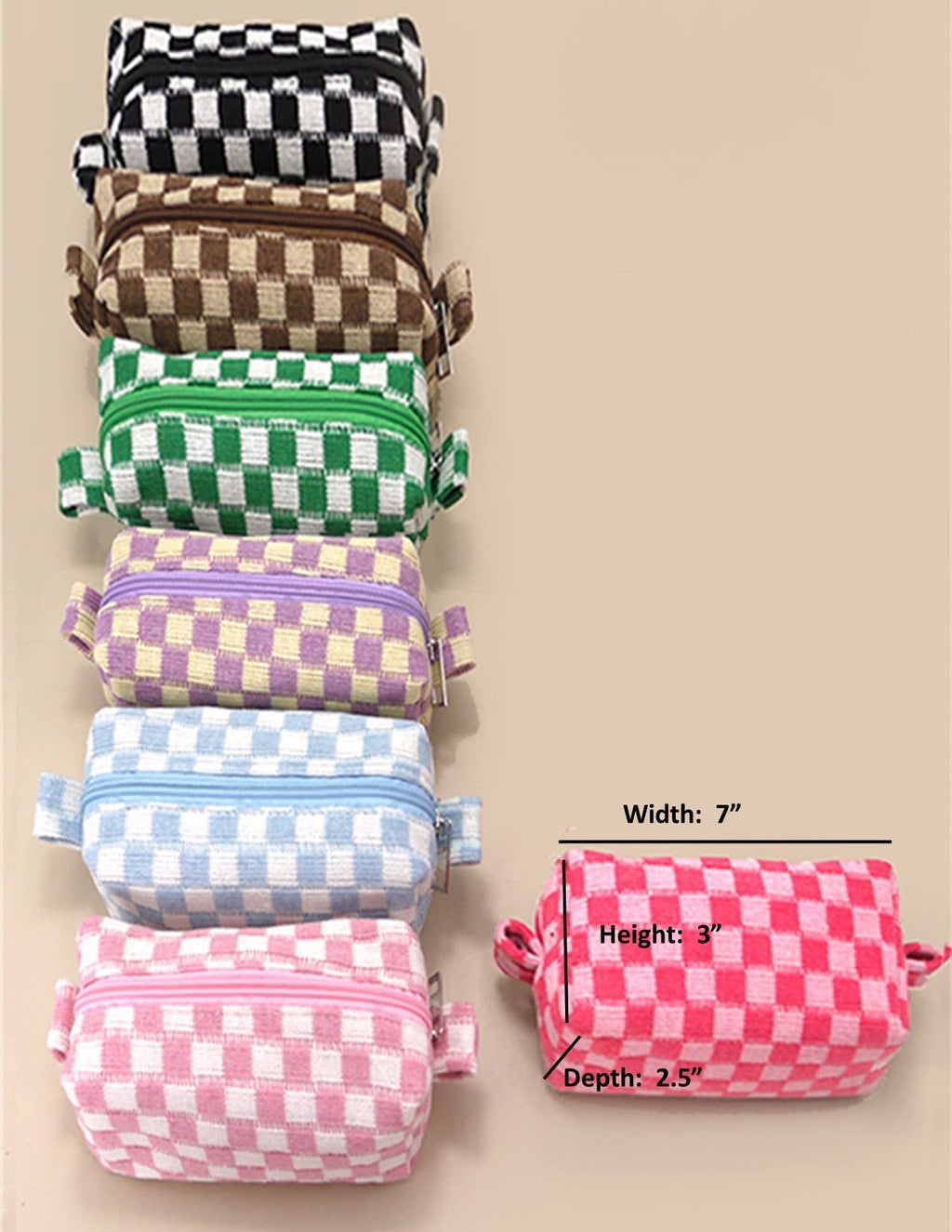 CHECKER MAKEUP COSMETIC POUCH BAG | 40P522