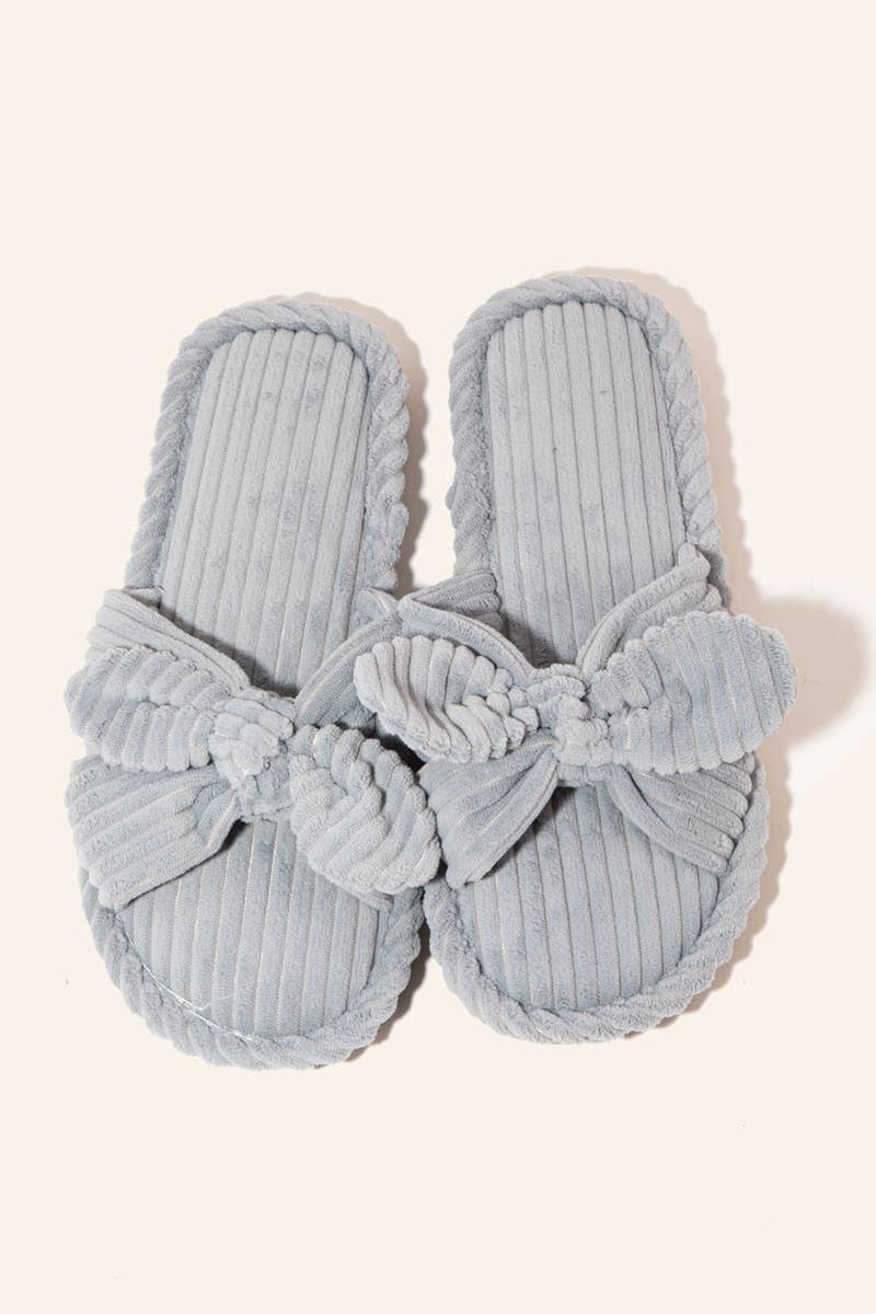 Open Toe Bow Decor Slippers