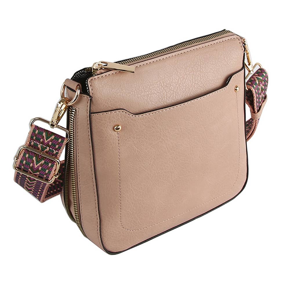 Boho Strap Faux Leather Crossbody Messenger Bag