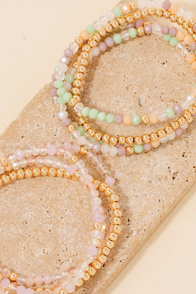 Multi Faceted Beaded Layered Bracelet Set