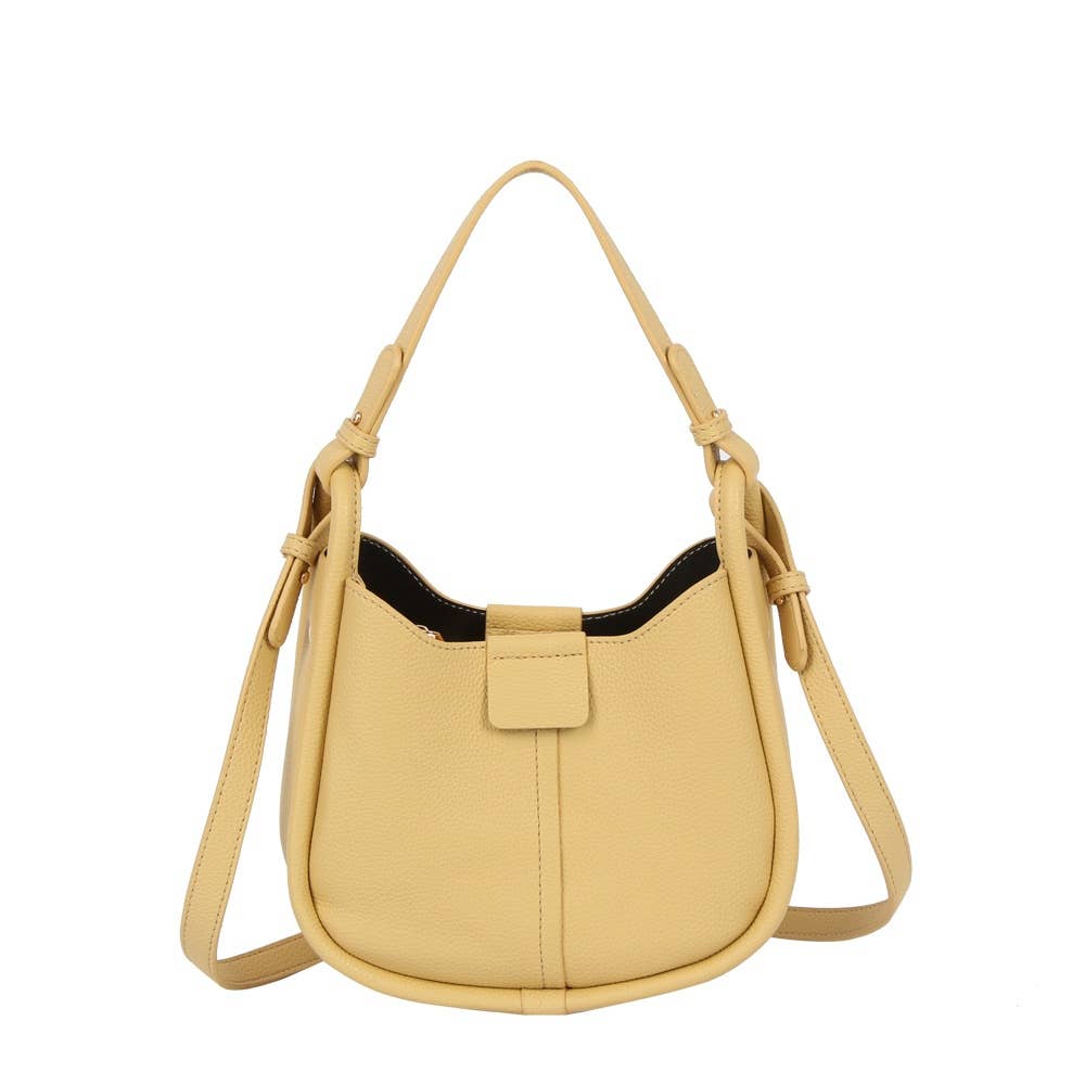 Vegan Leather Curved Hobo Bag With Crossbody Strap