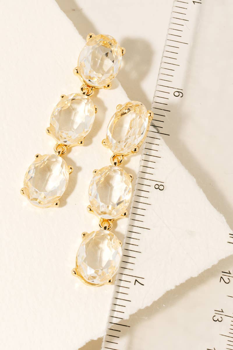 Triple Faceted Gem Dangle Earrings