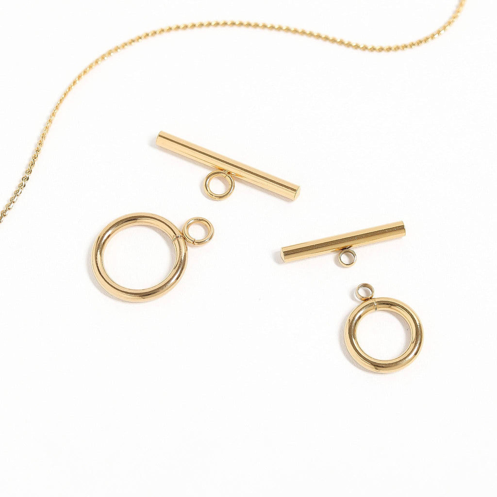 18K Gold PVD Stainless Steel Circle Toggle Clasp