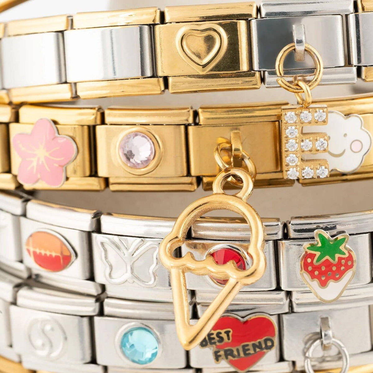 18K Gold PVD Stainless Steel Birthstone Italian Charm