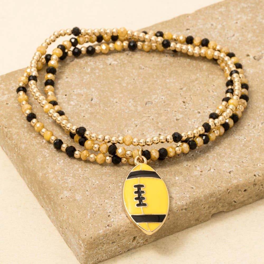 Game Day Colors Enamel Football Beaded Bracelet