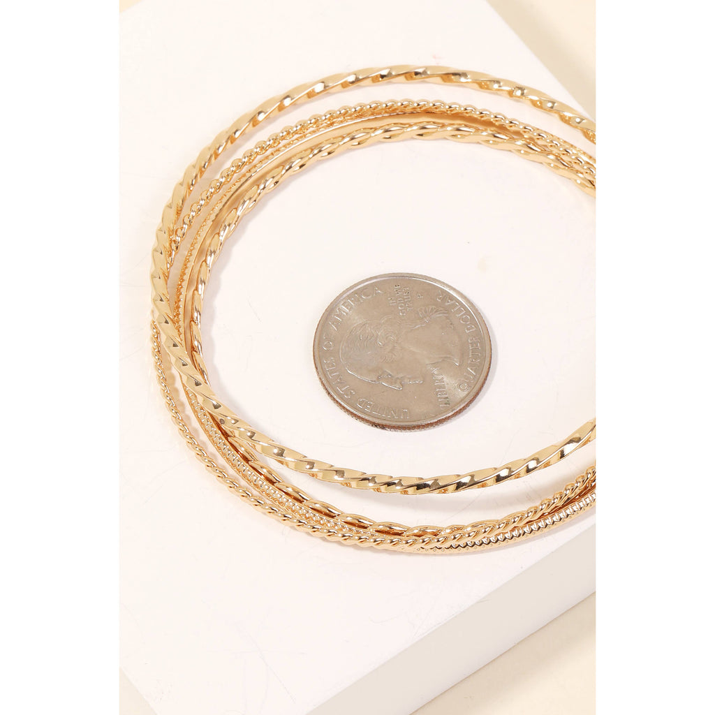 Solid Chain Link Bangle Bracelets Set