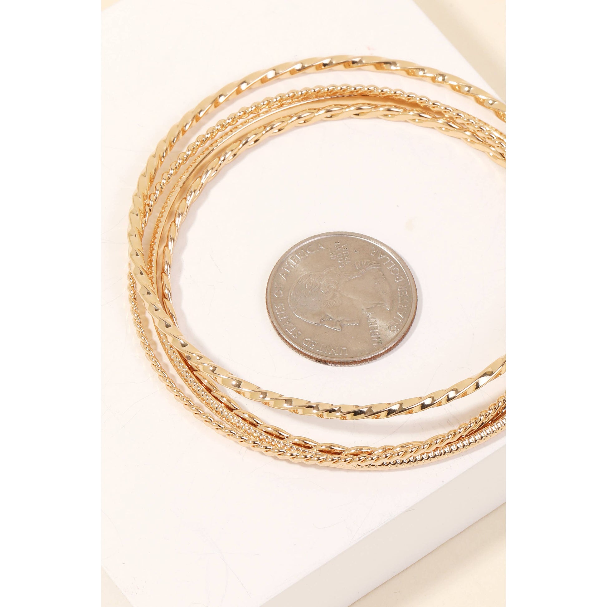 Solid Chain Link Bangle Bracelets Set