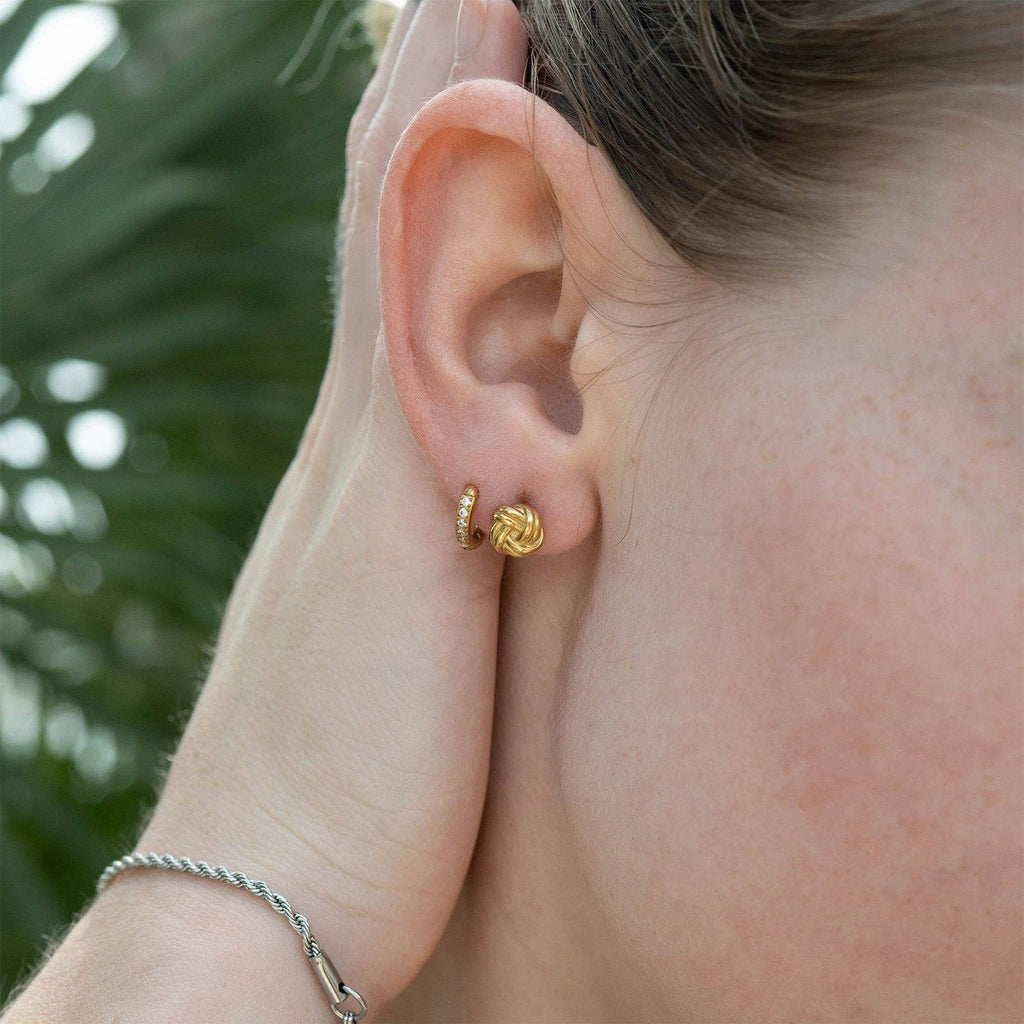 18K Gold PVD Stainless Steel CZ Mini Huggie Earrings