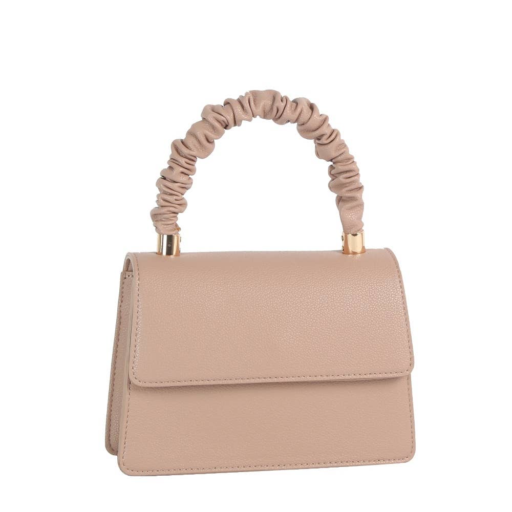 Scrunch Handle Structured Flap Bag