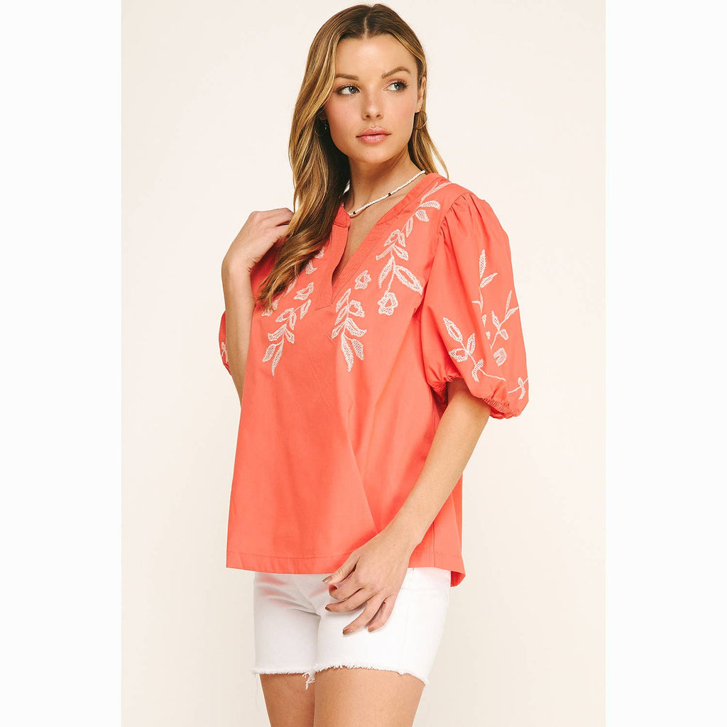 EMBROIDERED PEASANT BLOUSE