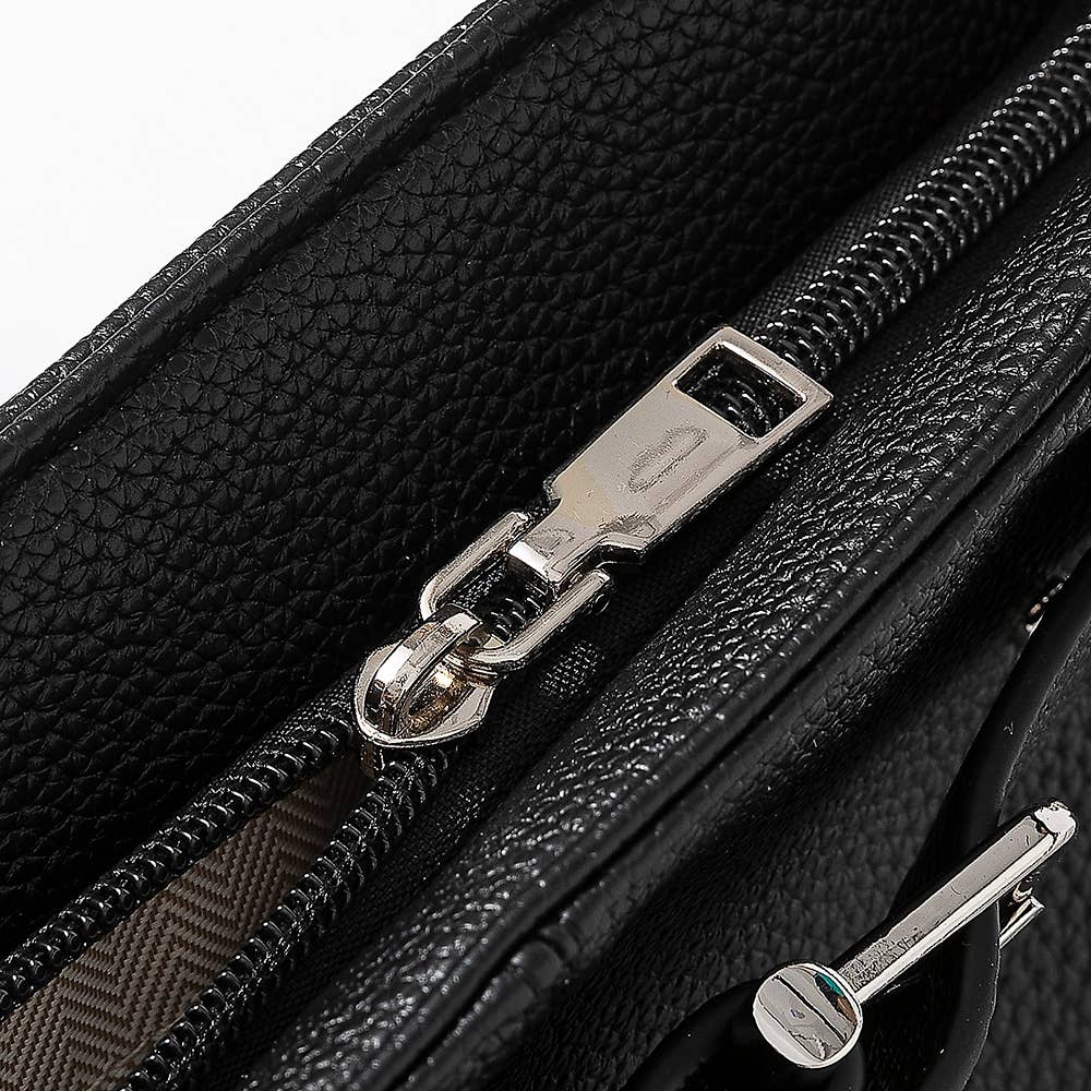 Belt Strap Textured Faux Leather Hand Bag